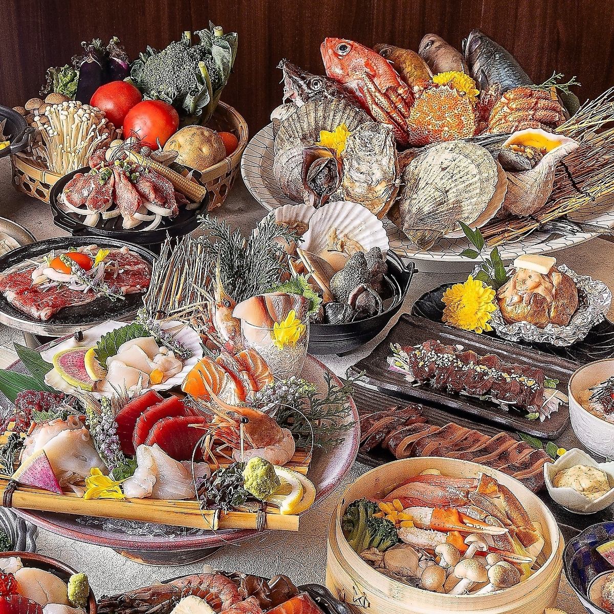 旬の食材を使用した飲み放題付きコースは3,000円～