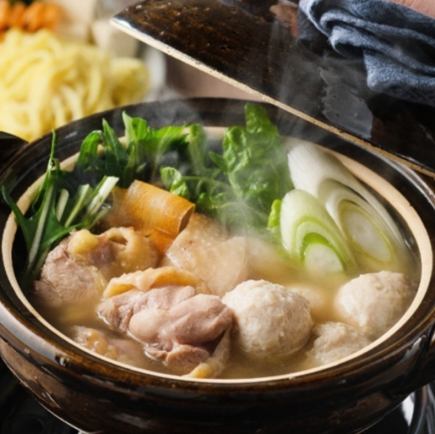 《3H飲放題》濃厚極み鶏鍋・天麩羅・お造り・鶏わさ塩昆布〆！『松コース』全9品 7000円⇒6000円