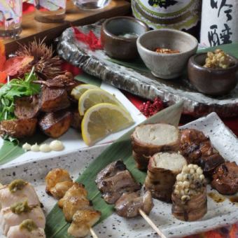 [Specialty skewer course Tsukuneiri] Total 6 dishes + 90 minutes [All-you-can-drink] ⇒ 5000 yen (tax included) *Cooking only 3500 yen (tax included)