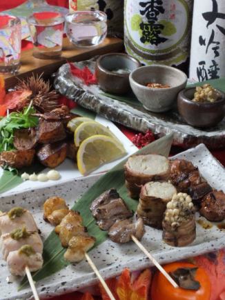 [Specialty skewer course with meatballs] 6 dishes + 90 minutes [all-you-can-drink] ⇒ 5,000 yen (tax included) * Food only 3,500 yen (tax included)