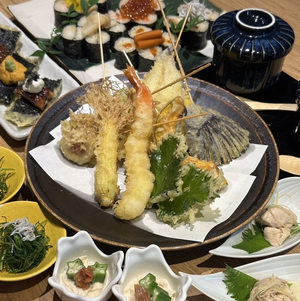 宴会コースは串天と旬の彩コースなど5000円～6000円でご用意あり