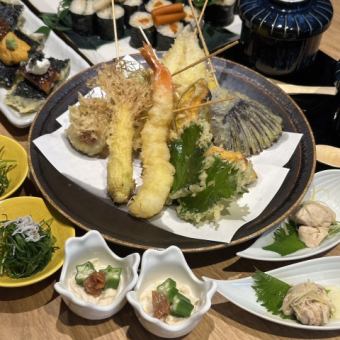 串天と旬の彩コース｜串天・前菜・お造りなど 全7品5000円(税込)