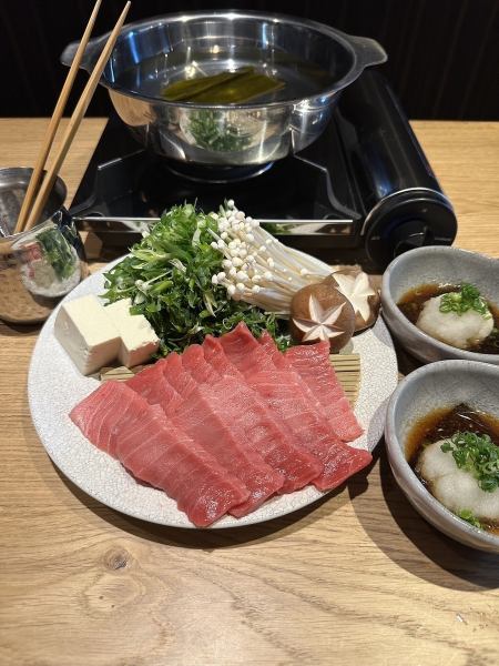 ◆本マグロと九条ねぎのしゃぶしゃぶコース◆前菜・お造り・しゃぶしゃぶ・〆など全7品6000円(税込)
