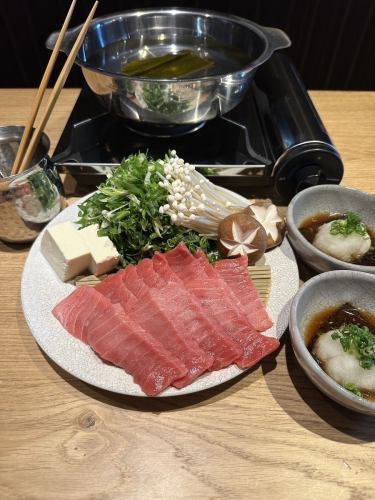 ◆本マグロと九条ねぎのしゃぶしゃぶコース◆前菜・お造り・しゃぶしゃぶ・〆など全7品6000円(税込)