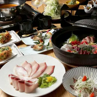 《20:15～21:30入店用》お造り3種盛りや愛媛県宇和島産のぶりしゃぶ、〆まで含む全6品6,000円