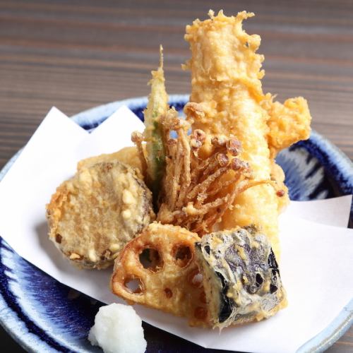 ごま油100% 穴子と野菜の天盛り