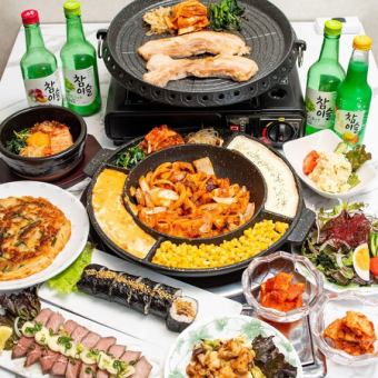 【宴会】生サムギョプサル食放×ヤンニョムチキン×チーズキンパなど8品/2H飲放/6000円⇒5500円