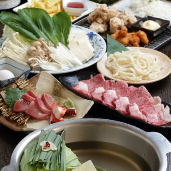 [4] Manager's recommendation! 120 minutes of all-you-can-drink draft beer included! 8 dishes including Hidakami beef shabu and round intestine motsu nabe for 3,800 yen
