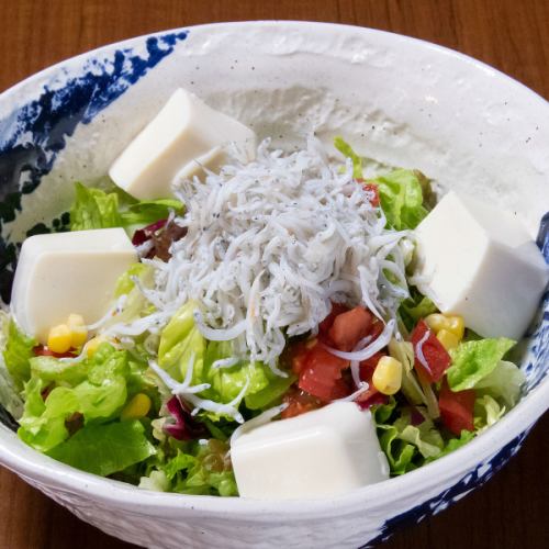 Whitebait and tofu sesame salad