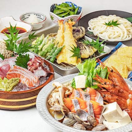 「精選火鍋套餐～海鮮相撲火鍋」7道菜合計5,000日圓（含120分鐘無限暢飲）