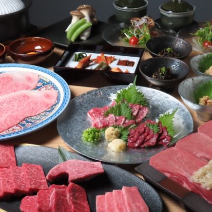 【料理のみ】たたみネギたん塩、黒毛和牛焼きすき、馬刺し付コース〈11品〉⇒8800円