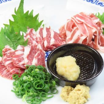 18時15分御退席の方限定2500円【超早得!馬刺しプラン】ヒモ・フタエゴ刺し/1時間飲み放題付き
