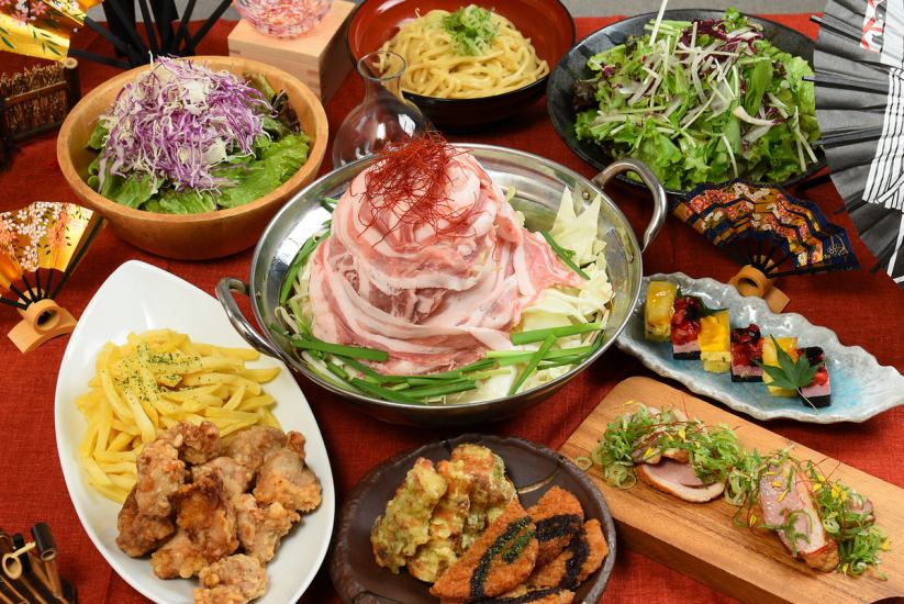 2 hours all-you-can-eat and drink of fresh seafood and 100 kinds of freshly farmed meat from ¥2,480