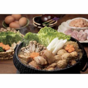 『鶏すき鍋コース』6000円+飲み放題2.5時間2500円付き