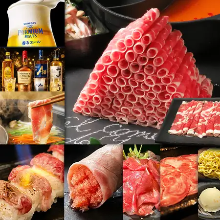 【全10品勢揃い】満喫コース◆ラム〔タン・生ハム・炙り肉寿司〕サッポロクラシック飲み放題付