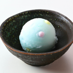 Yuzu Sherbet and Ramune Ice Cream (with real candy bits)
