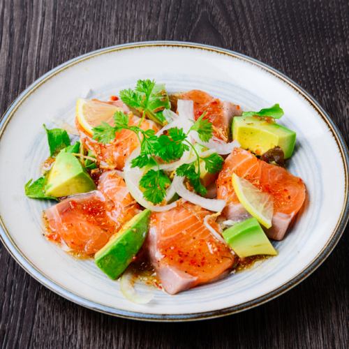 Salmon and avocado carpaccio