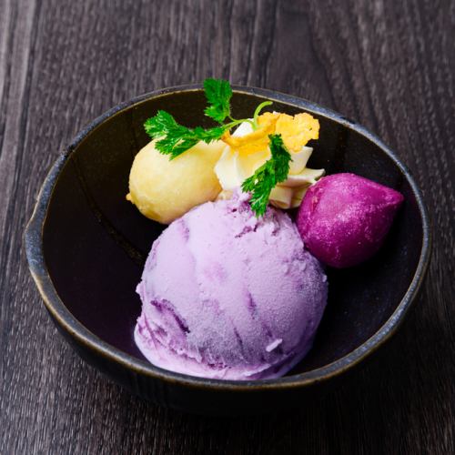 Sweet potato ice cream and balls