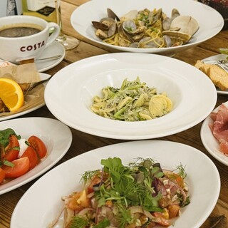 Share and enjoy! A feast of various snacks and pasta [Standard course 3,800 yen (tax included)]