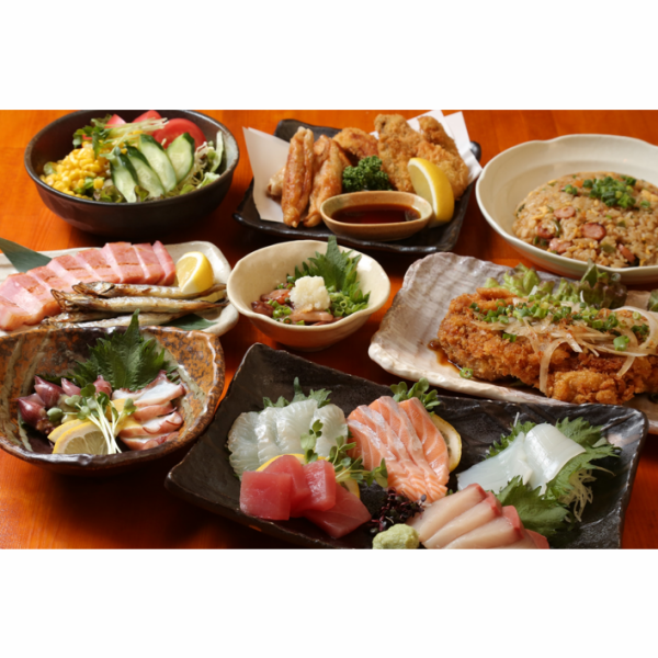 Enjoy assorted seafood assorted sashimi! With all-you-can-drink [Yacchin Course] <8 items in total> 4,950 JPY (incl. tax)