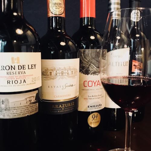 Over 50 wines from around the world are available.