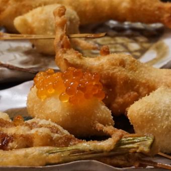 おまかせストップ＜NISIKI＞季節の創作串揚げ12本 小鉢ひとしな、〆のお茶漬けまで 全8品6000円