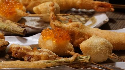 おまかせストップ<NISIKI>季節の創作串揚げ12本 小鉢ひとしな、〆のお茶漬けまで 全8品6000円