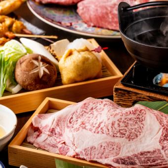 おまかせストップ takeすきなべ国産和牛上ロースセット季節の串揚げ全6品5000円 