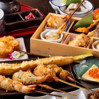 ＜NISIKI＞季節の創作串揚げ12本 小鉢ひとしな、〆のお茶漬けまで 全8品6000円