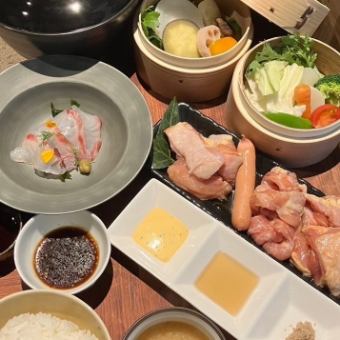 [90 minutes all-you-can-drink included] Chicken hotpot charcoal grill course ◆ 6,600 yen (tax included)