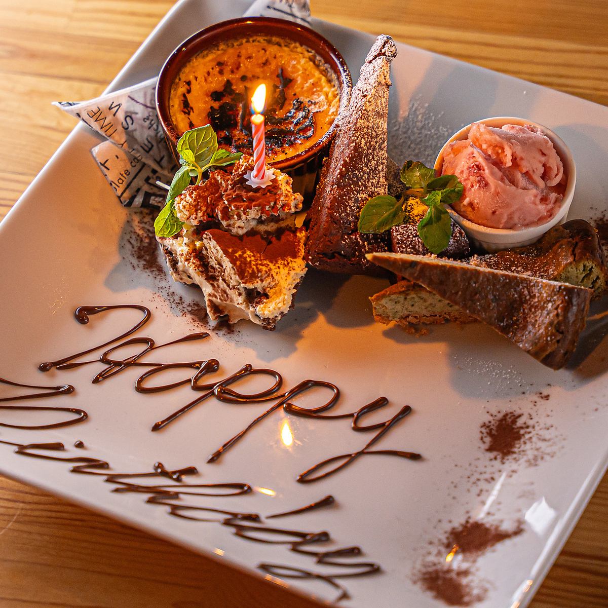 We can surprise you with a birthday plate! Please feel free to contact us♪