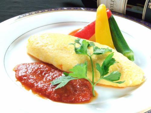 Omelette with camembert cheese