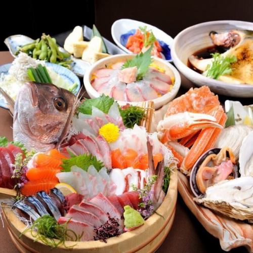 [New Year's Eve Party] Whole red sea bream sashimi and exquisite rare tuna cutlet course 6,000 yen / 120 minutes all-you-can-drink included / 9 dishes