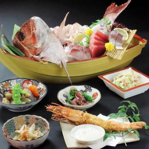 【3・4月】豪快!桜鯛の姿造りと有頭大海老ふらいコース 6000円/120分飲み放題付/10品