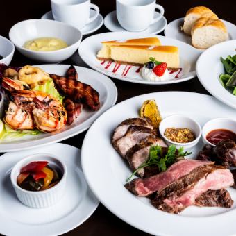 京都肉ステーキ、熟成肉のサイコロカットステーキ、イベリコ豚肩ロース肉など全12品＋1ドリンク