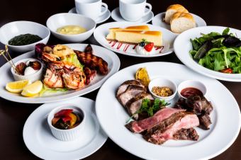 京都肉ステーキ、熟成肉のサイコロステーキ、イベリコ豚肩ロース肉など全12品　※コースのみ