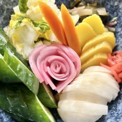 Umame's specialty, pickled vegetables in rice bran, which have been in business for 58 years