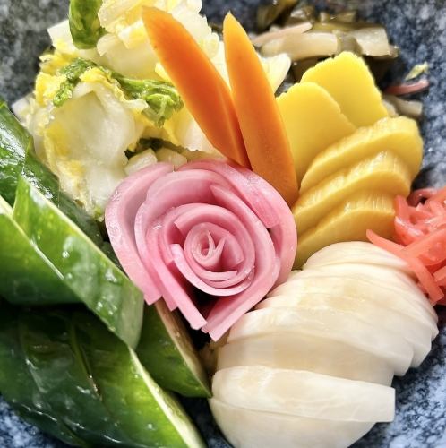 Umame's specialty, pickled vegetables in rice bran, which have been in business for 58 years