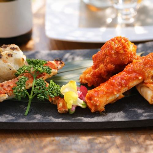 The breathtaking "Golden Grilled King Crab": The ultimate crab and spring delicacies showcasing the chef's skill.