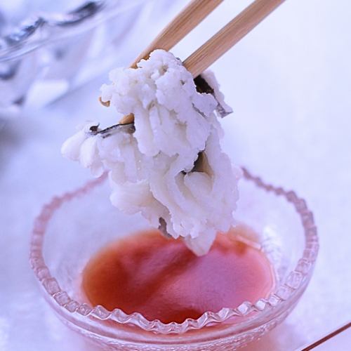 【夏限定】贅を尽くす鱧(はも)会席。 鱧のお刺身と「雲丹(ウニ)いくら手巻き」