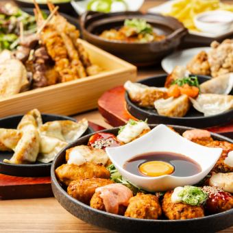 Enjoy chicken and gyoza ● Yakitori and meatballs + teppan gyoza, fried chicken included ◆ 180 minutes all-you-can-drink included All-you-can-eat chicken & gyoza course 4999⇒