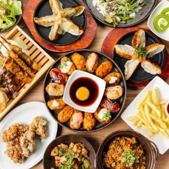 A collection of our proud dishes ● Yakitori, meatballs, teppan gyoza, chicken with yuzu pepper♪ Includes 3 hours of all-you-can-drink ◆ Chicken course 5500⇒