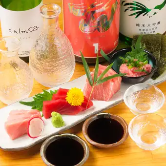 【コスパ抜群!】3時間飲み放題付き♪お刺身や鶏ハラミの炭火焼きなど全7品『お手軽コース』