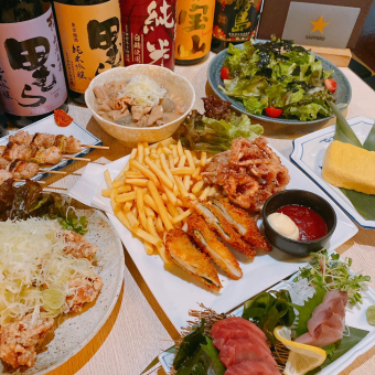 【共10道菜☆标准套餐2,500日元】引以为豪的内脏炖菜、串烧、生鱼片等*仅限烹饪