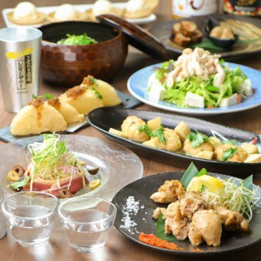【鶏っく宴コース】鶏ハラミの鉄板焼き鳥等7品◆生ビール付土～木3時間飲み放題4000⇒3500円