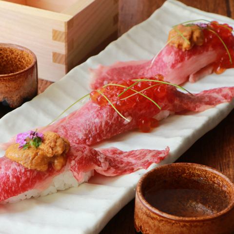 Meat sushi with the best taste
