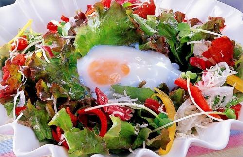 Caesar salad of hot spring egg