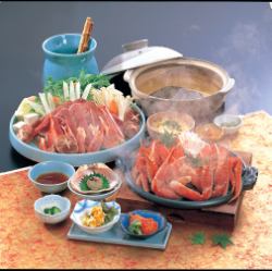 Crab sukiyaki and grilled crab kaiseki