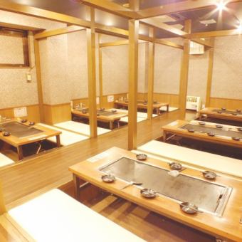Private rooms can be reserved from 14 people in the tatami room!