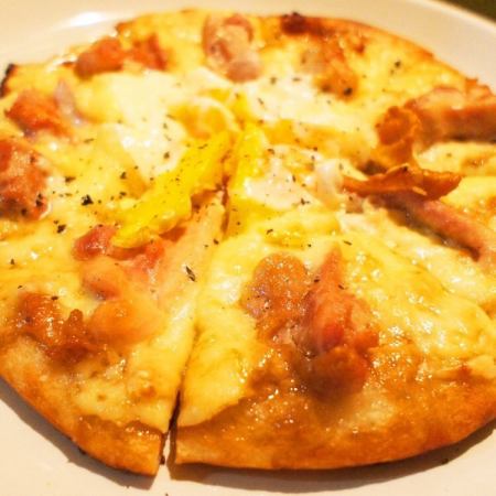 Chicken and egg teriyaki pizza